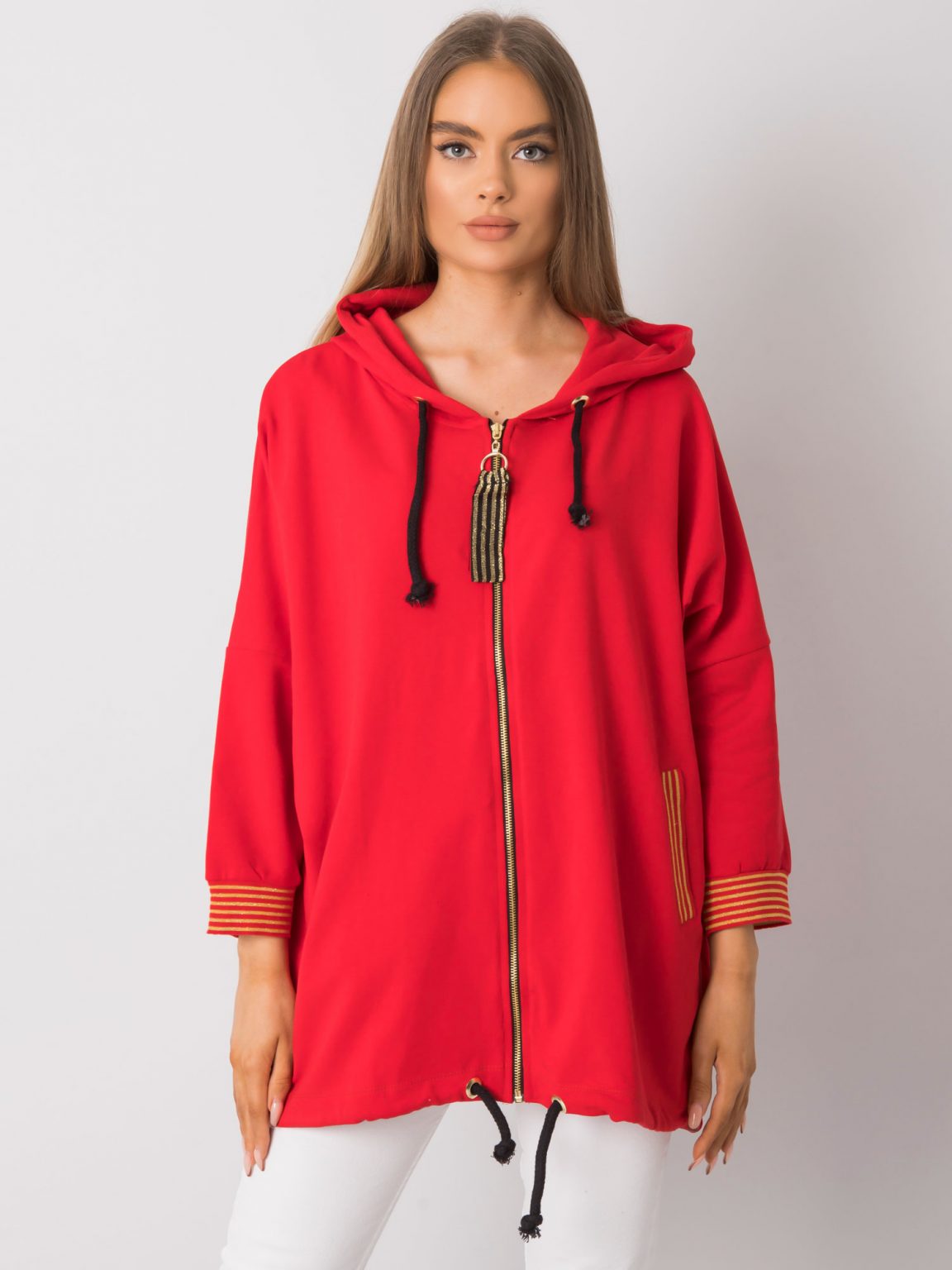 Czerwona bluza oversize z kapturem Bertille