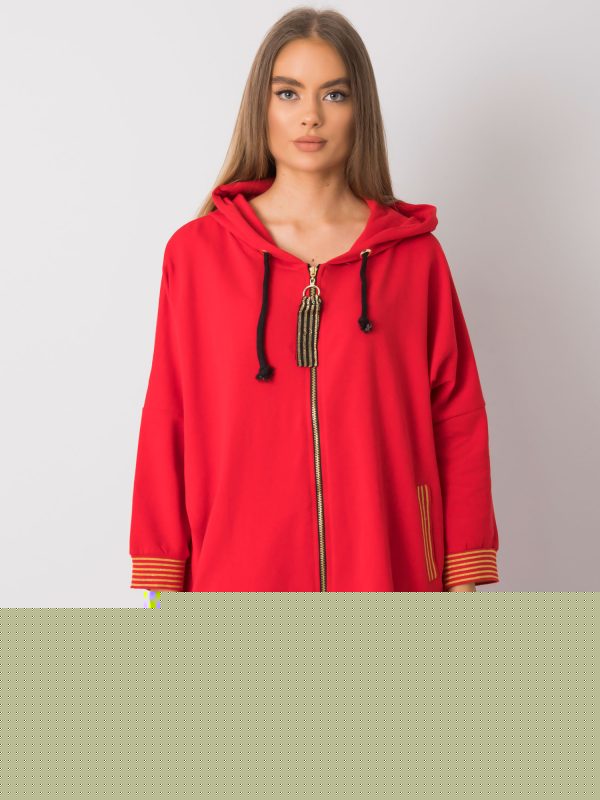 Czerwona bluza oversize z kapturem Bertille