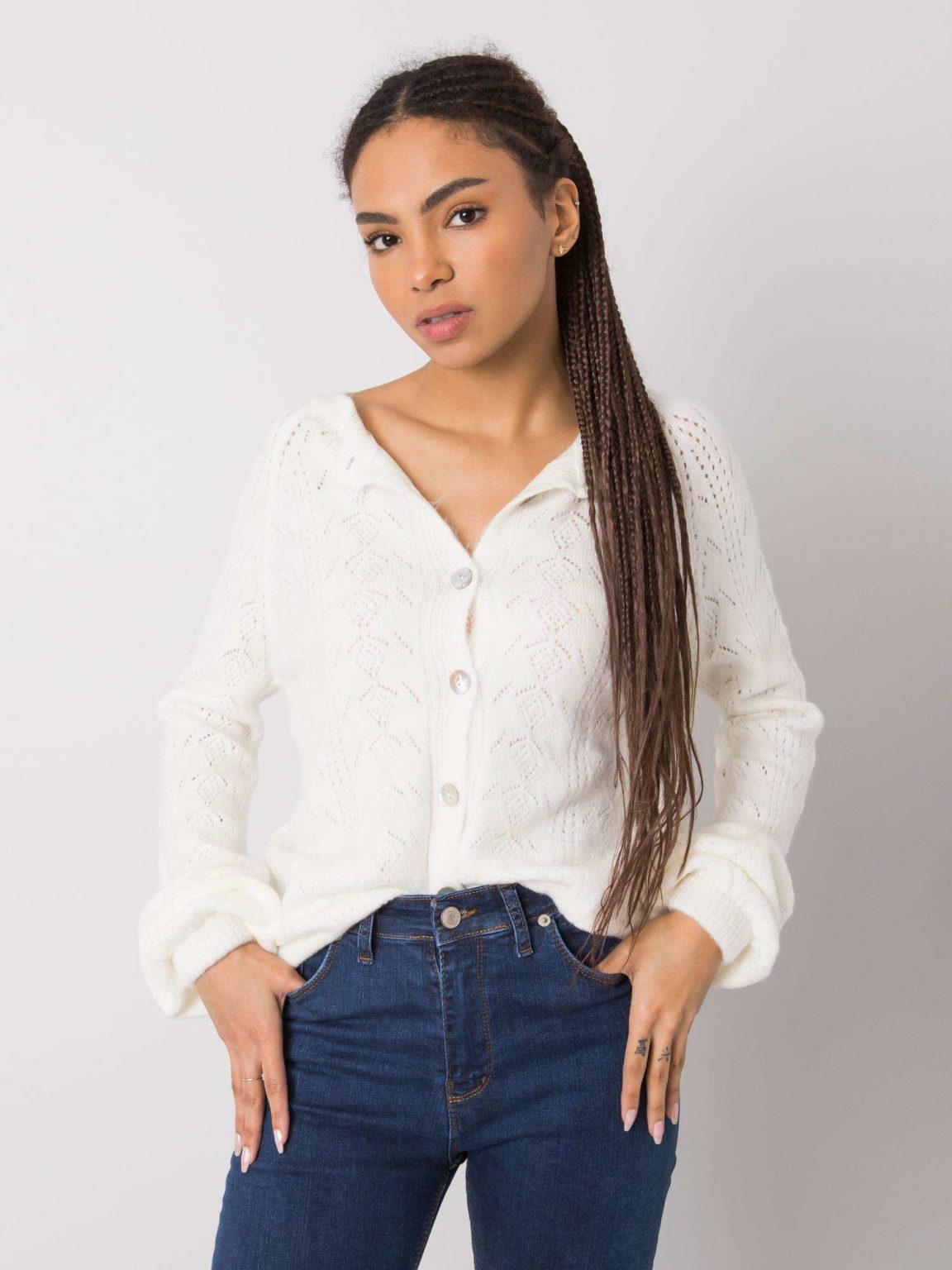 Ecru sweter rozpinany Serenity RUE PARIS