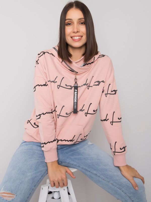 Brudnoróżowa bluza plus size z kieszenią Jossy