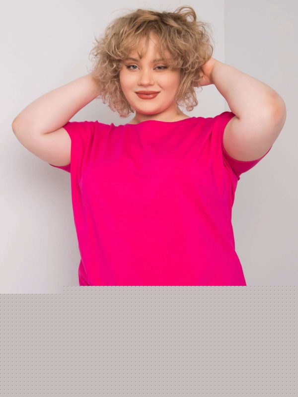Fuksjowa bluzka plus size ze ściągaczem Addyson