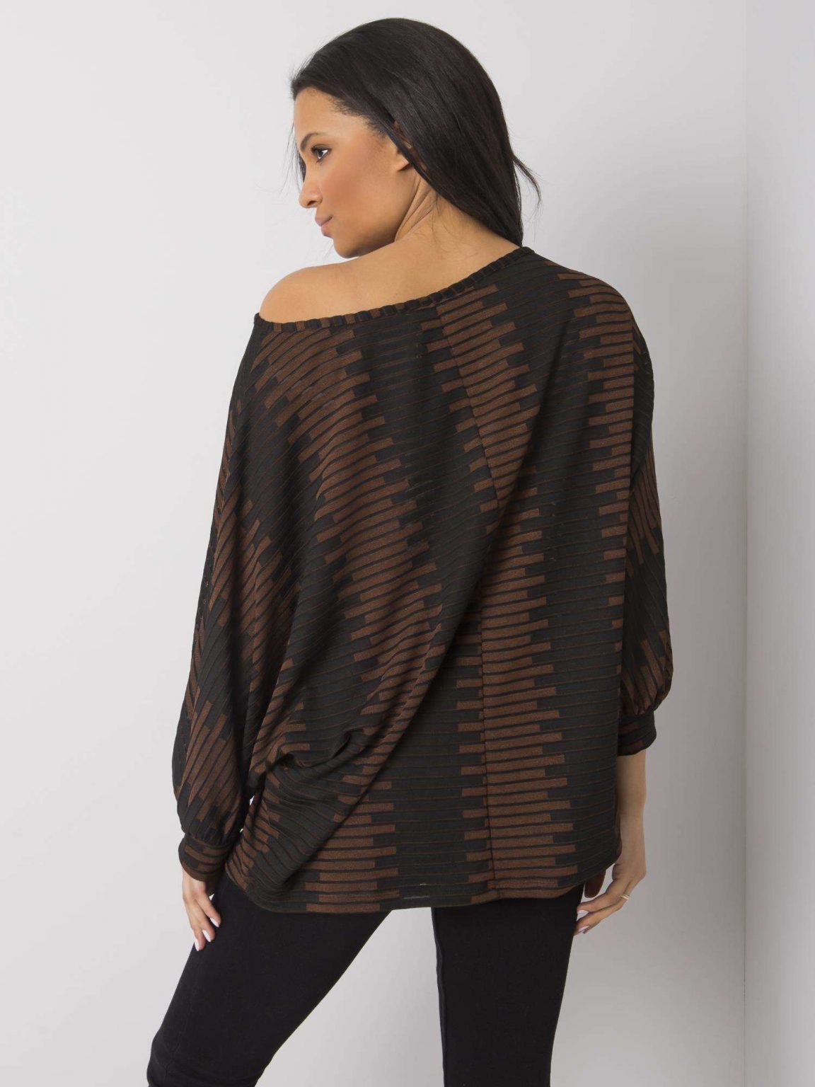 Czarno-brązowa bluzka plus size Jaden RUE PARIS
