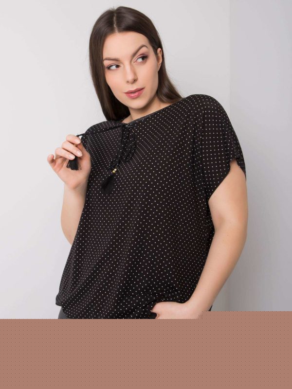 Czarna bluzka plus size w groszki Jess