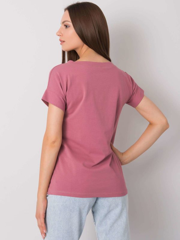 Brudnoróżowy t-shirt z napisem Emille