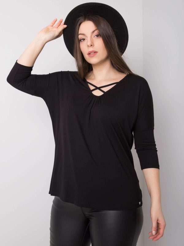 Czarna bluzka plus size z wiskozy Mariel