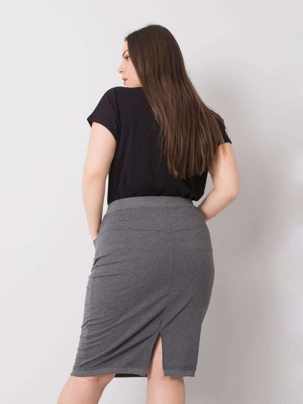 Ciemnoszara melanżowa spódnica plus size Thandie