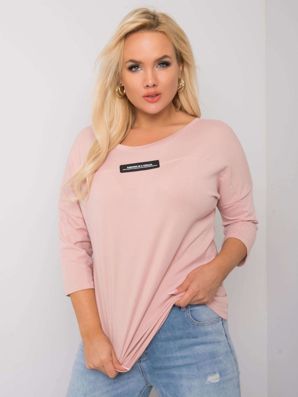 Brudnoróżowa bluzka plus size bawełniana Lucy