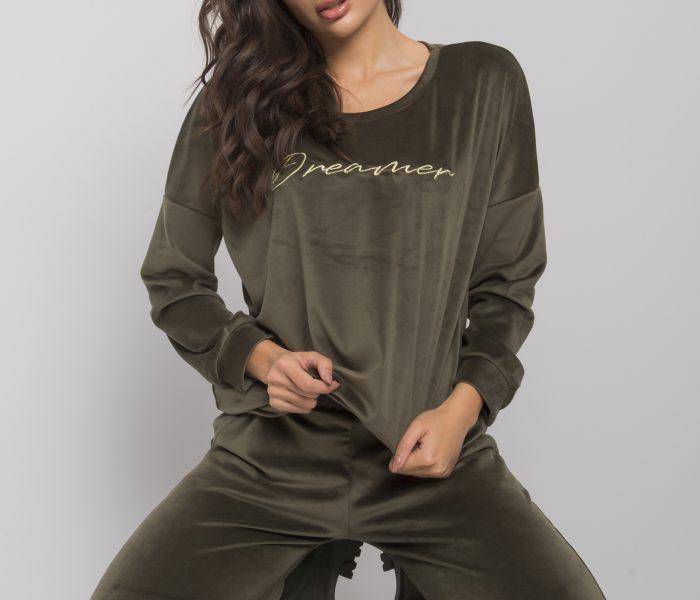 Hurtownia Khaki dwuczęściowy komplet z weluru Fidenza RUE PARIS