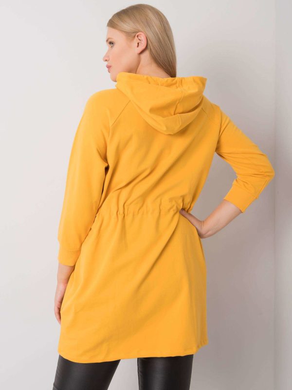 Żółta bluza plus size z kapturem Norina