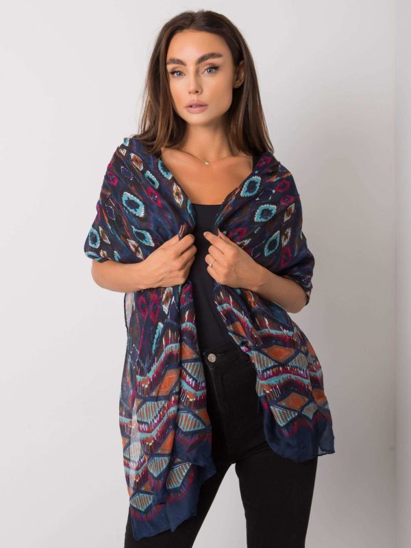 Ciemnoniebieska chusta damska we wzory