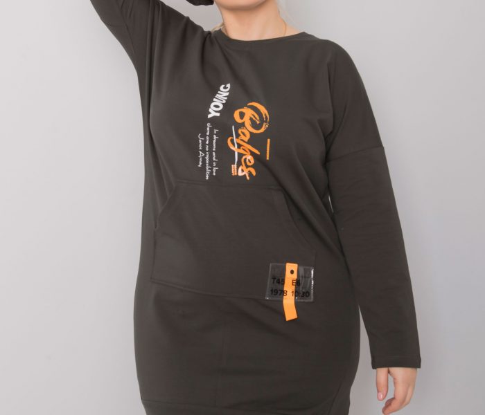 Hurtownia Ciemna khaki sukienka dresowa plus size Akira
