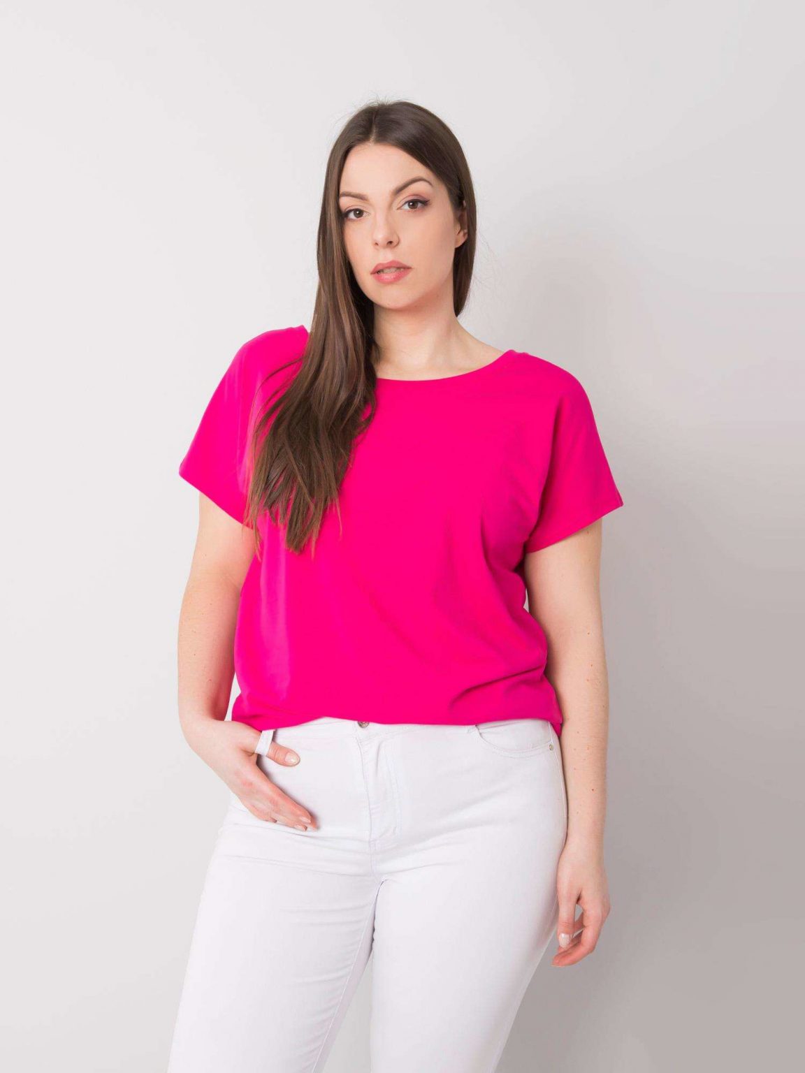 Fuksjowy t-shirt plus size Beverly