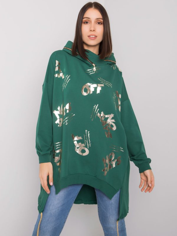 Ciemnozielona bluza plus size z kapturem Paulie