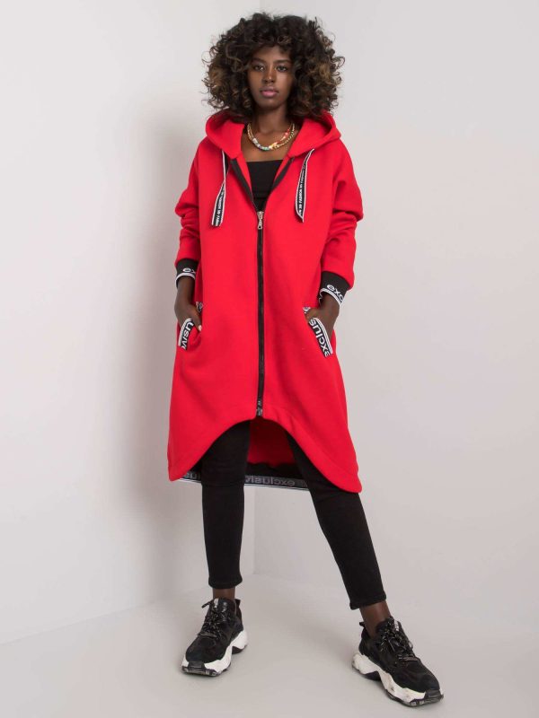 Czerwona rozpinana bluza z kapturem Mayar