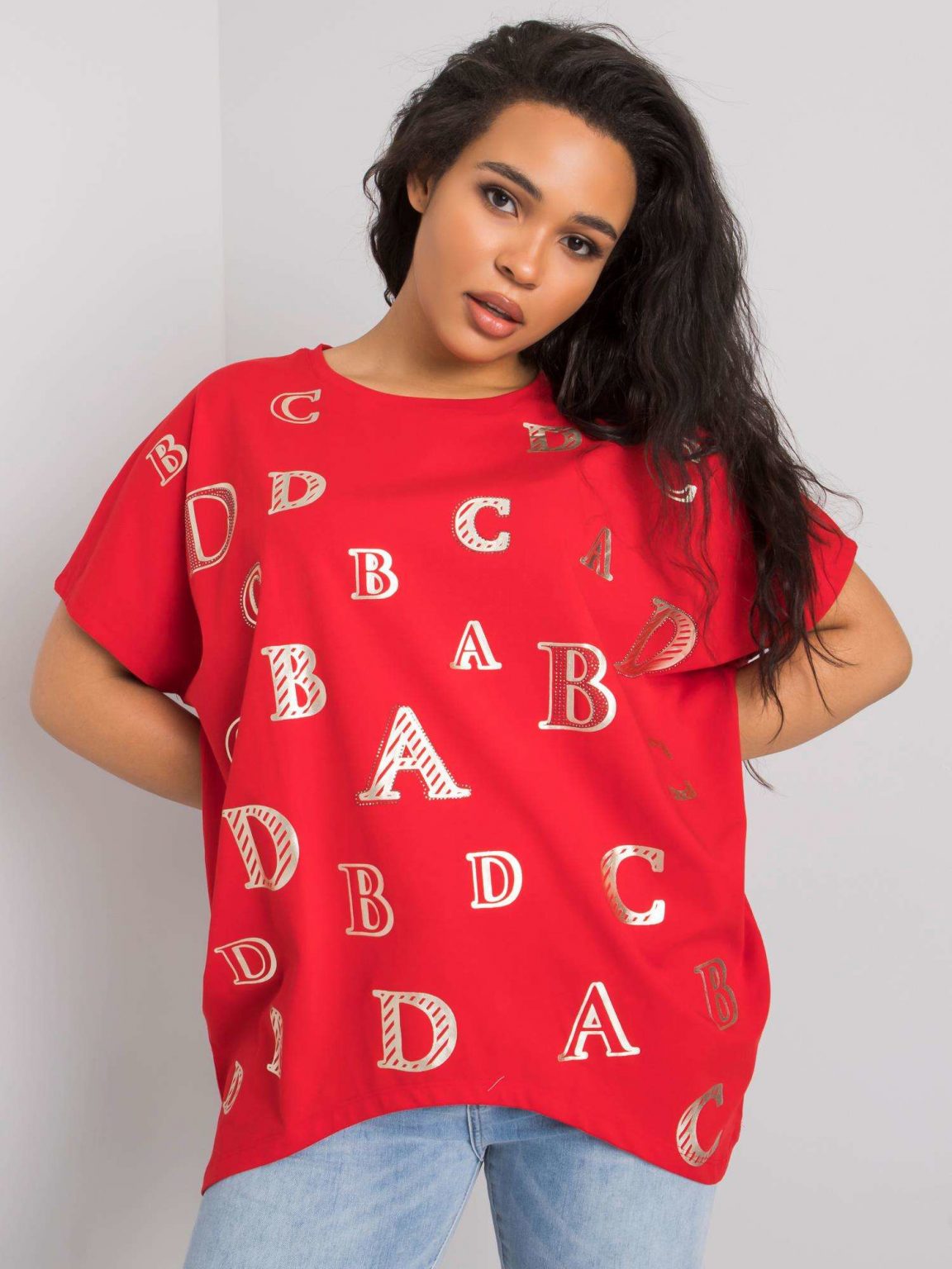 Czerwona bluzka plus size Sabina
