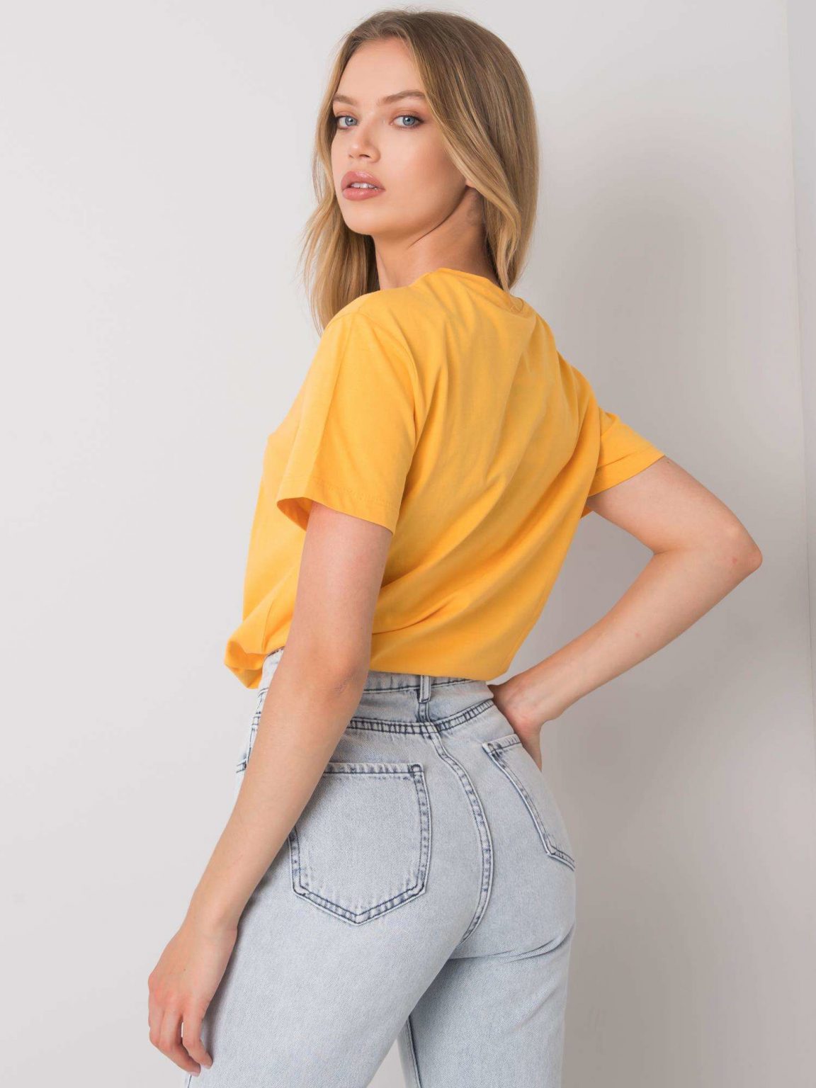 Pomarańczowy t-shirt z nadrukiem Solly