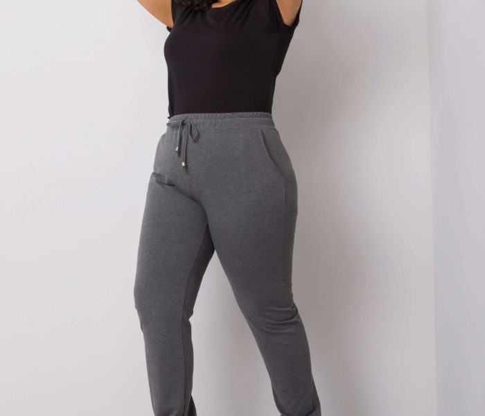 Hurtownia Ciemnoszare melanżowe spodnie dresowe plus size Beatriz