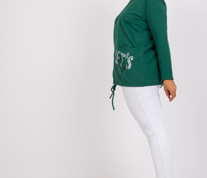 Hurtownia Ciemnozielona dresowa bluza plus size z kapturem Octavia