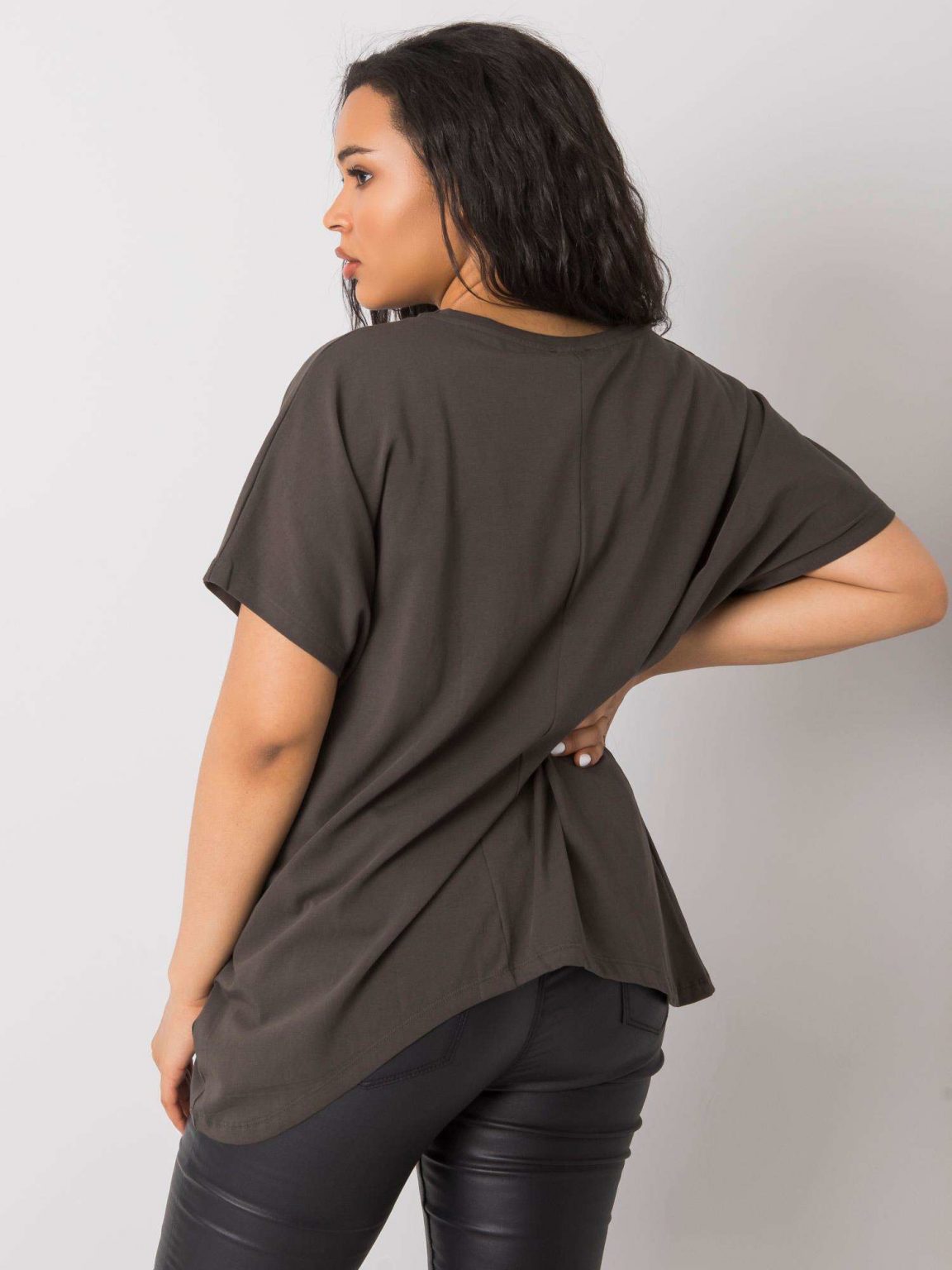 Ciemna khaki bluzka plus size Sabina