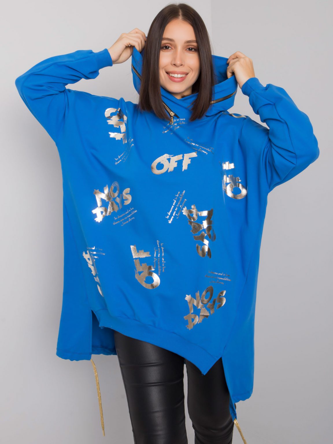 Ciemnoniebieska bluza plus size z kapturem Paulie