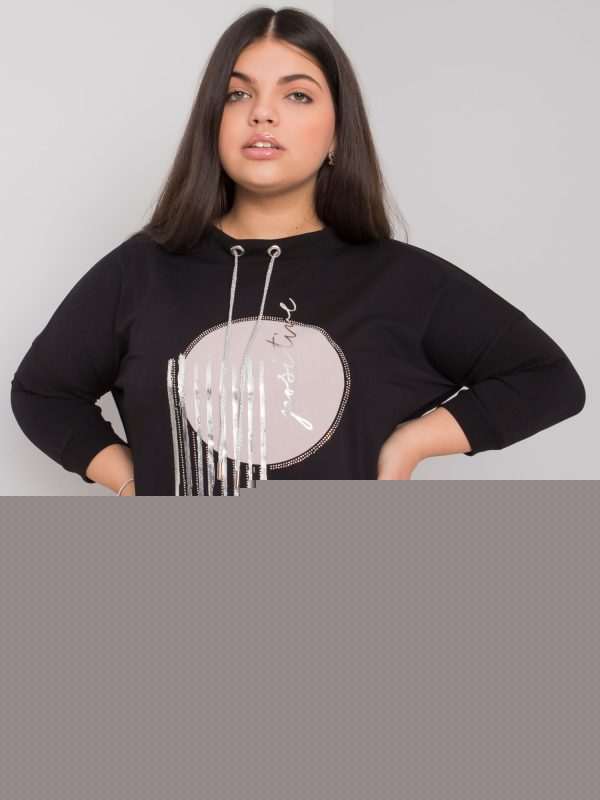 Czarna bluzka plus size z aplikacją Bella