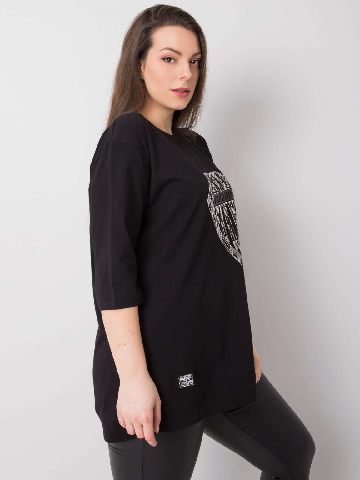 Czarna bluzka plus size z bawełny Diamond