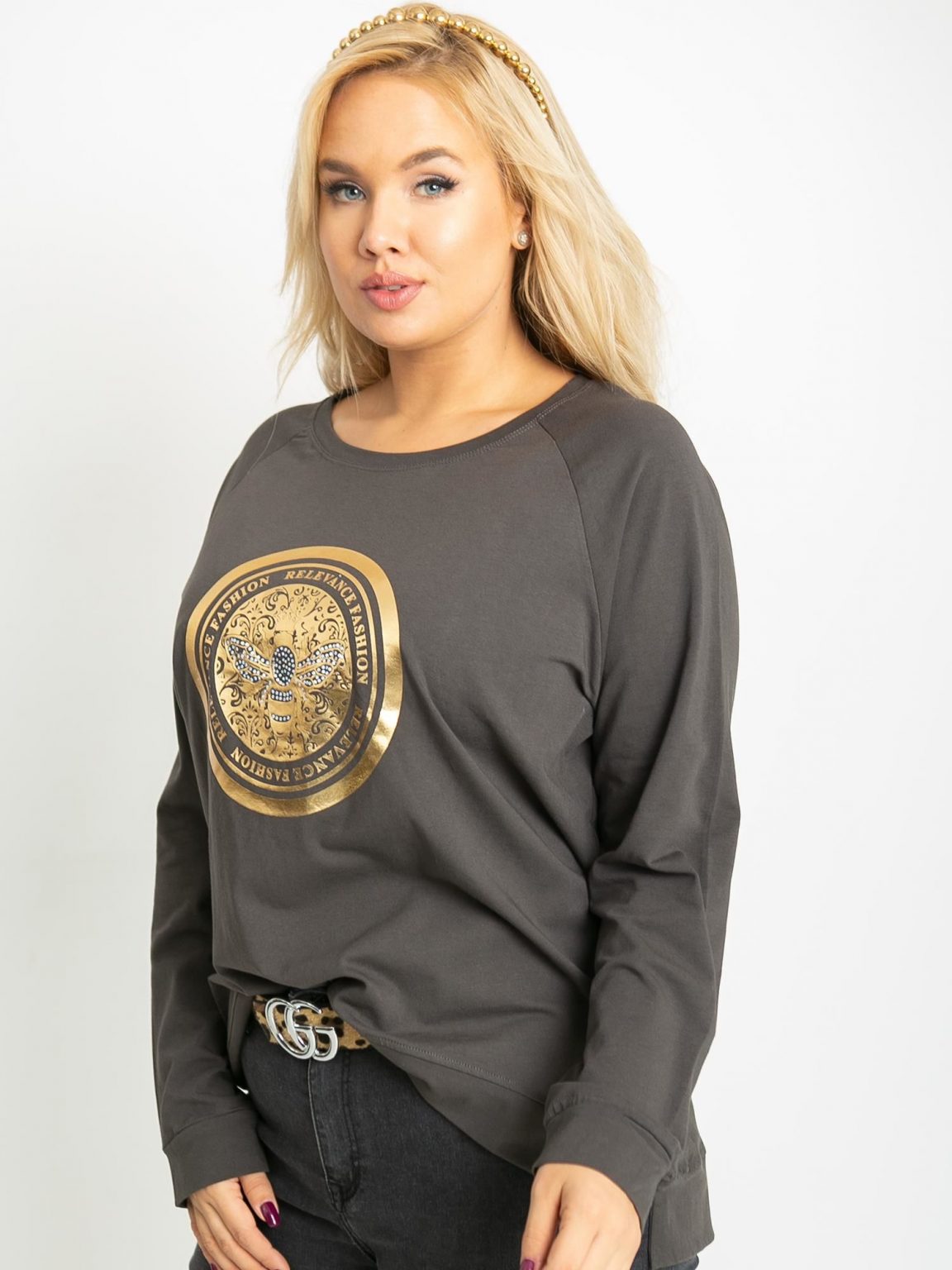 Khaki bluzka plus size Logo