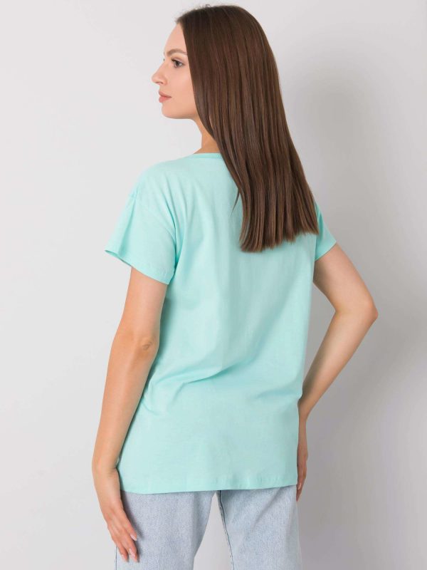 Miętowy t-shirt z nadrukiem Silva