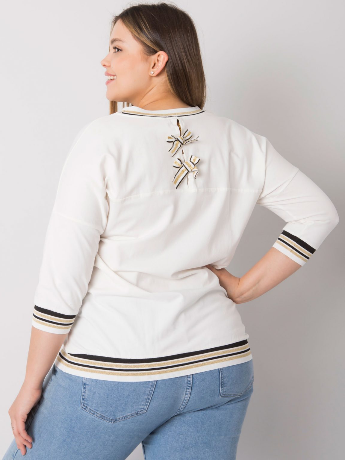 Ecru bawełniana bluzka plus size Mia