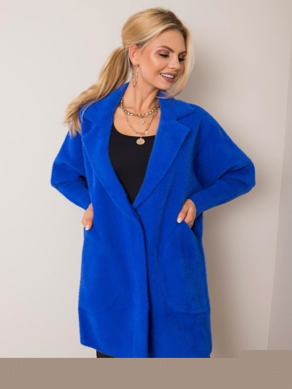 Kobaltowy płaszcz alpaka Nora