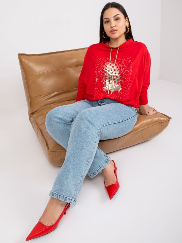 Czerwona bluzka plus size z dżetami Manon