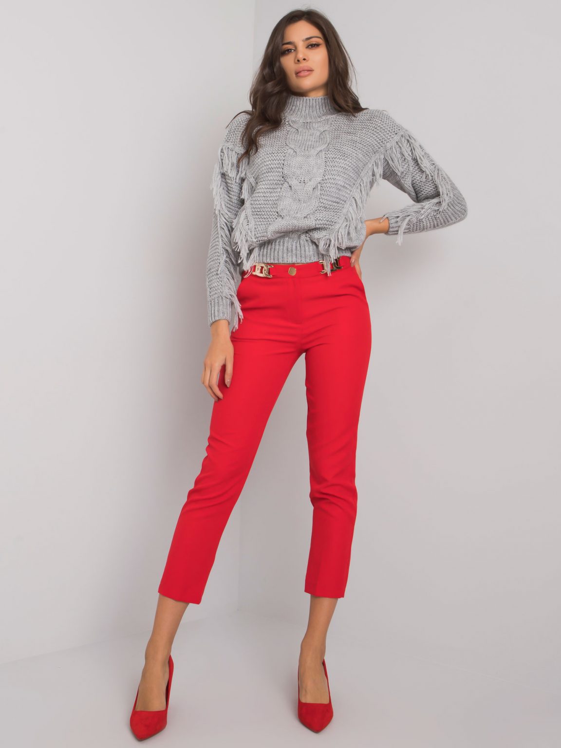 Czerwone eleganckie spodnie Beverley