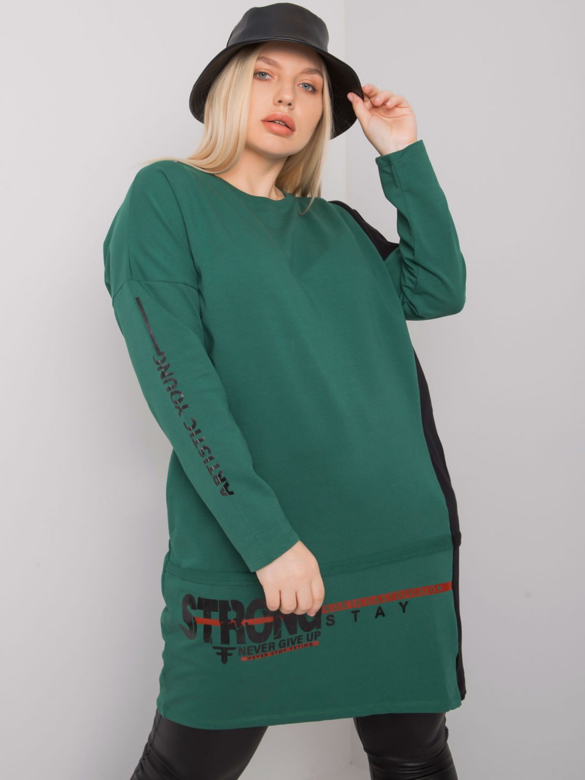 Ciemnozielona bawełniana tunika plus size Eleasha