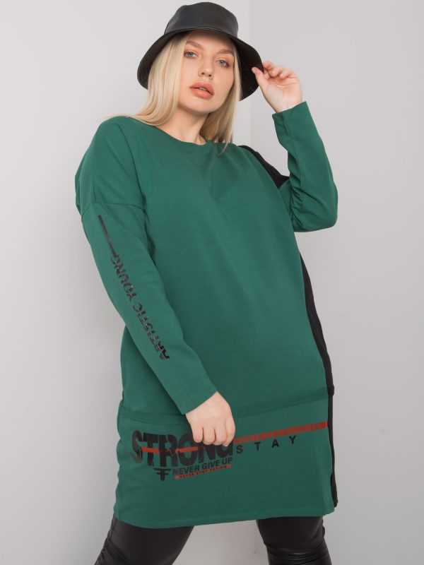 Ciemnozielona bawełniana tunika plus size Eleasha