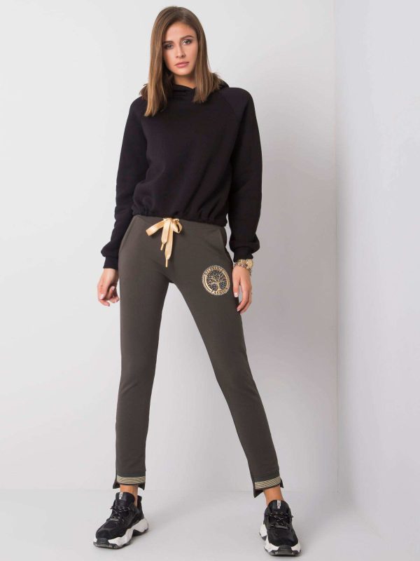 Ciemne khaki spodnie dresowe Simone
