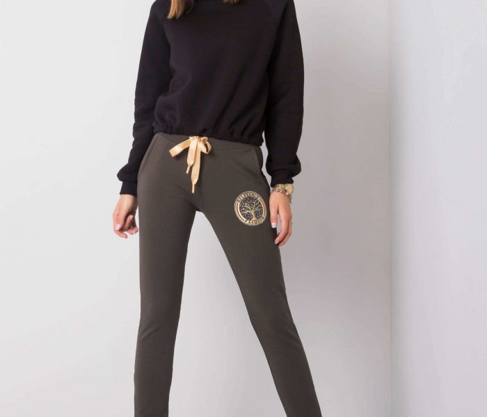 Hurtownia Ciemne khaki spodnie dresowe Simone