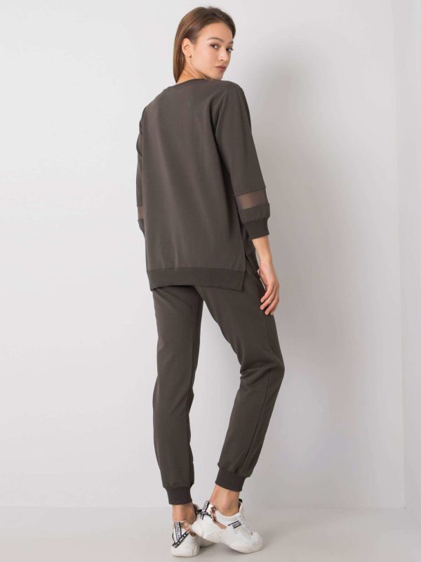 Ciemny khaki komplet casualowy Elayna