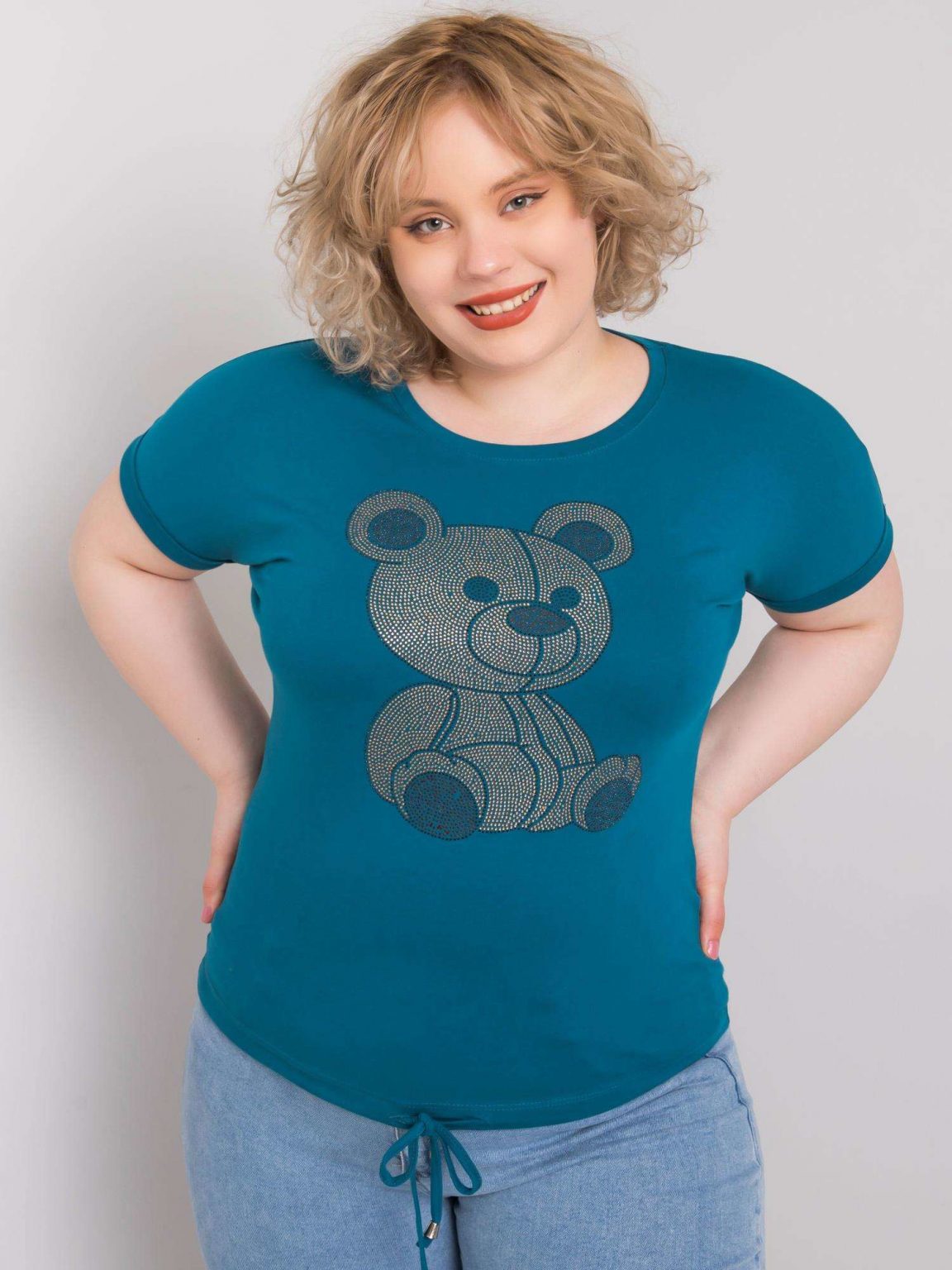 Morska bluzka plus size z dżetami Luce