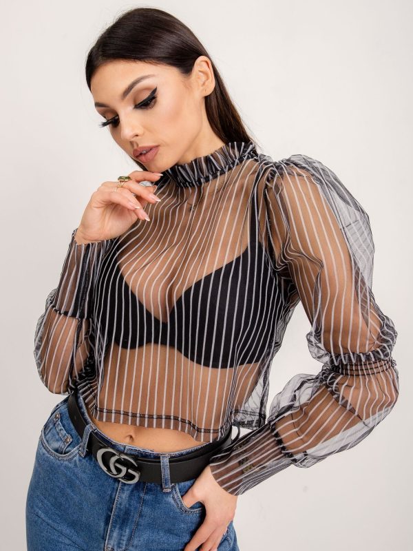 BSL Czarno-biała bluzka ze stójką