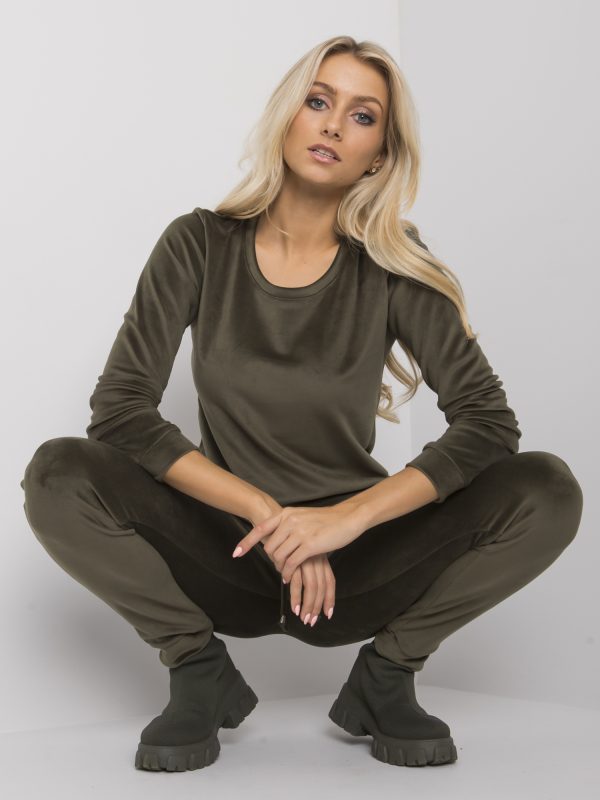 Jasny khaki komplet welurowy Clarisa RUE PARIS