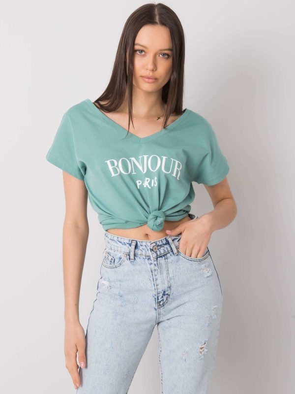 Jasnozielony t-shirt z nadrukiem Hortense
