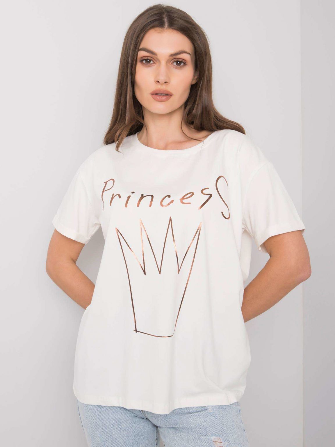 Ecru t-shirt z nadrukiem Aosta