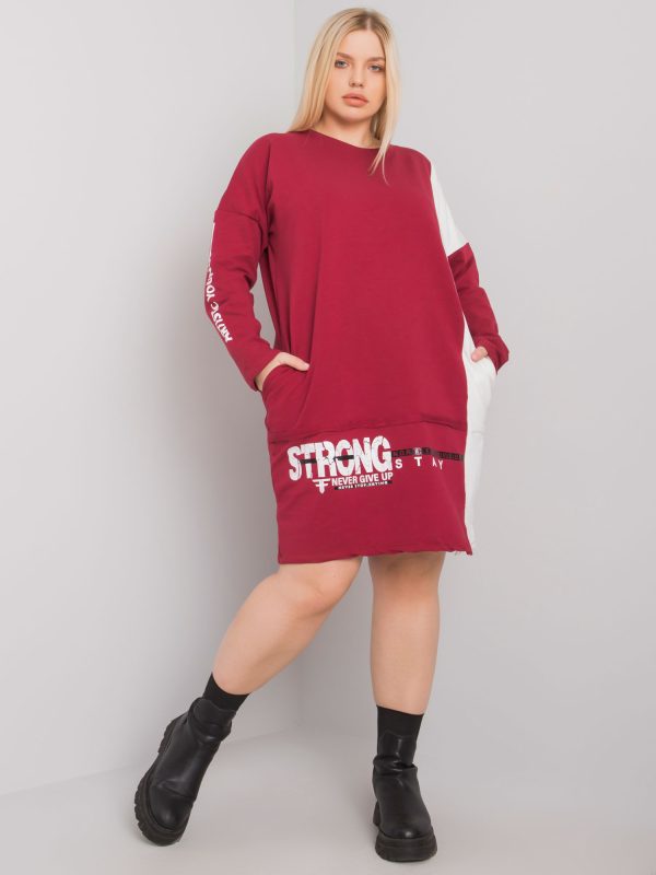 Bordowa bawełniana tunika plus size Eleasha