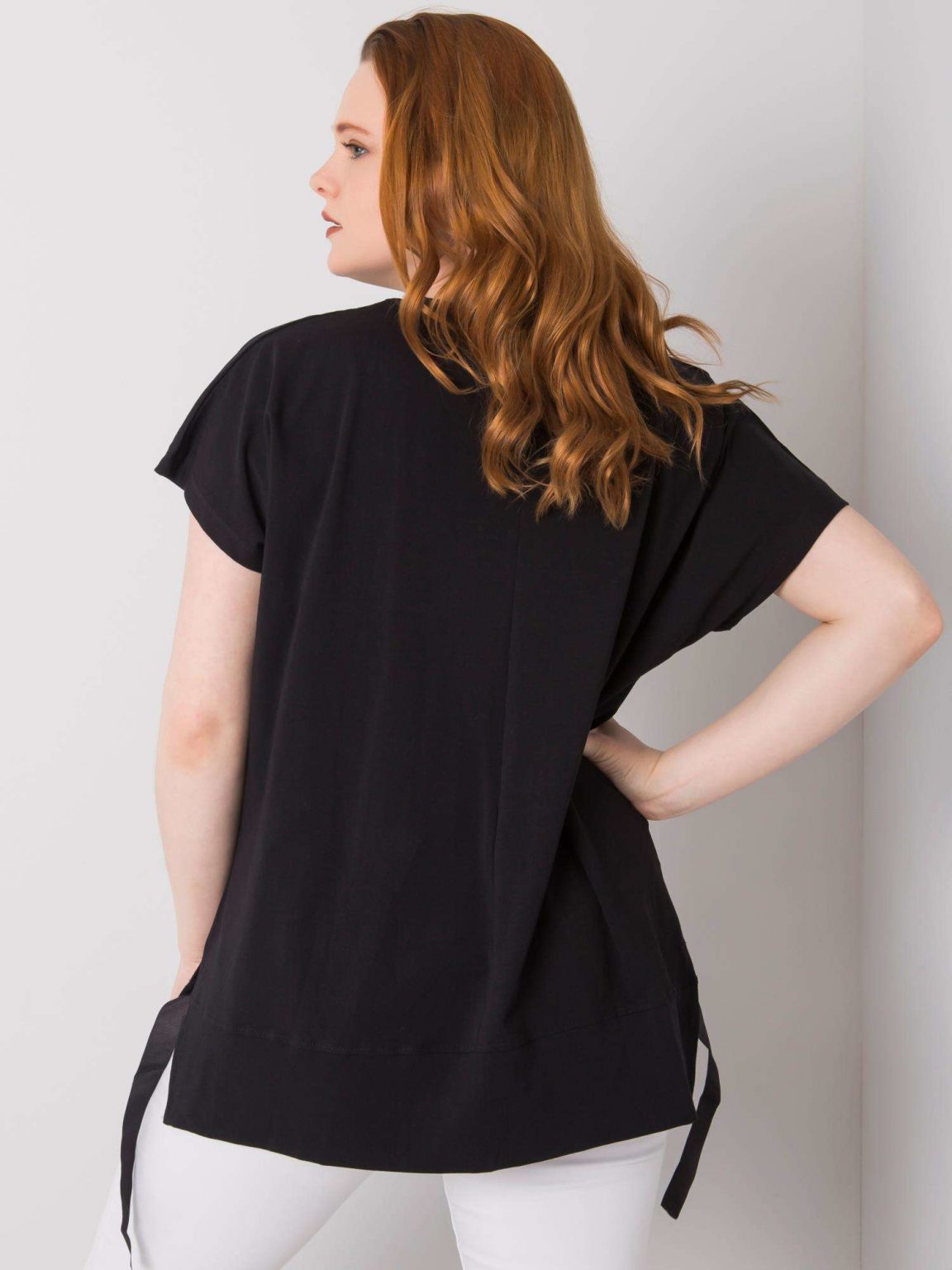 Czarna bluzka plus size z bawełny Sherry