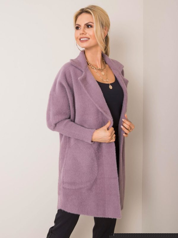 Wrzosowy płaszcz alpaka Nora