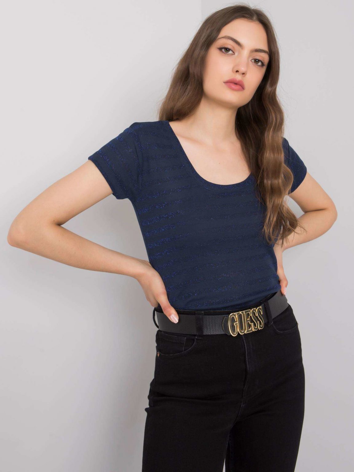 Granatowy t-shirt w paski Alexa RUE PARIS