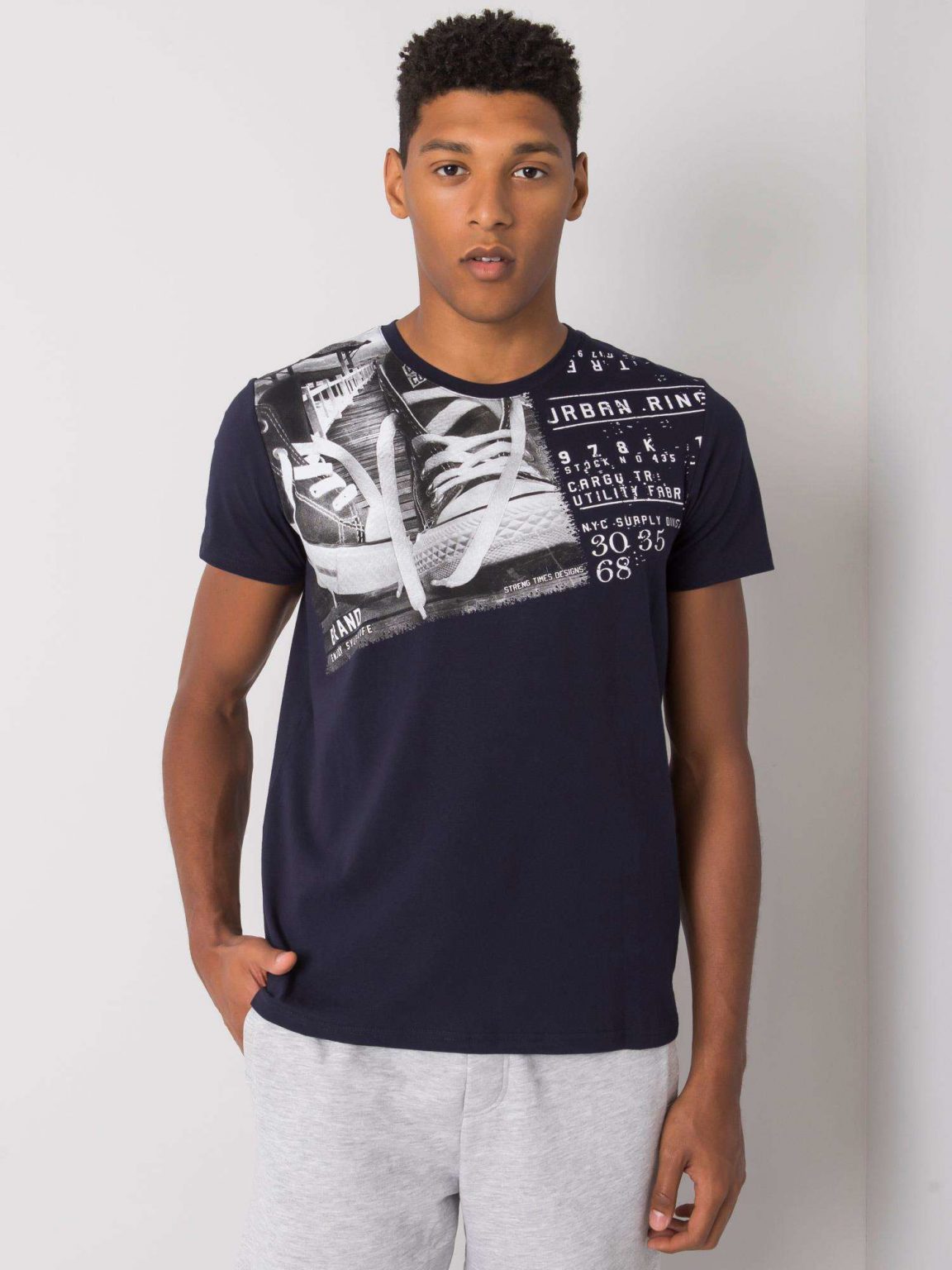 Granatowy t-shirt z bawełny Kendrick