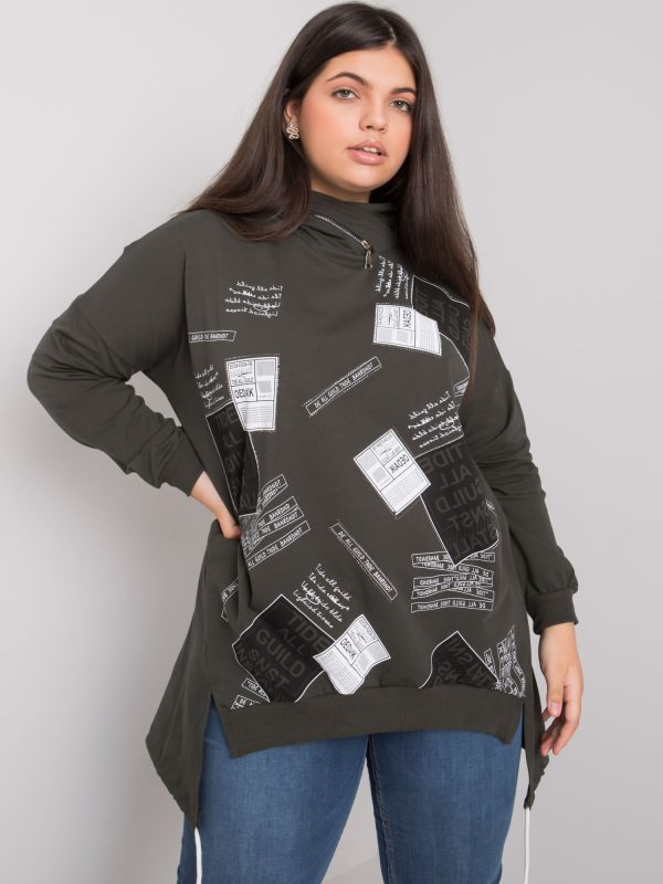 Khaki bluza z kapturem plus size Ives