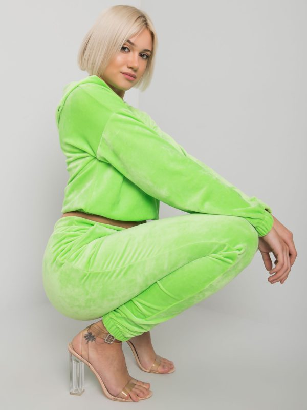 Fluo zielony dwuczęściowy komplet z weluru Milan RUE PARIS