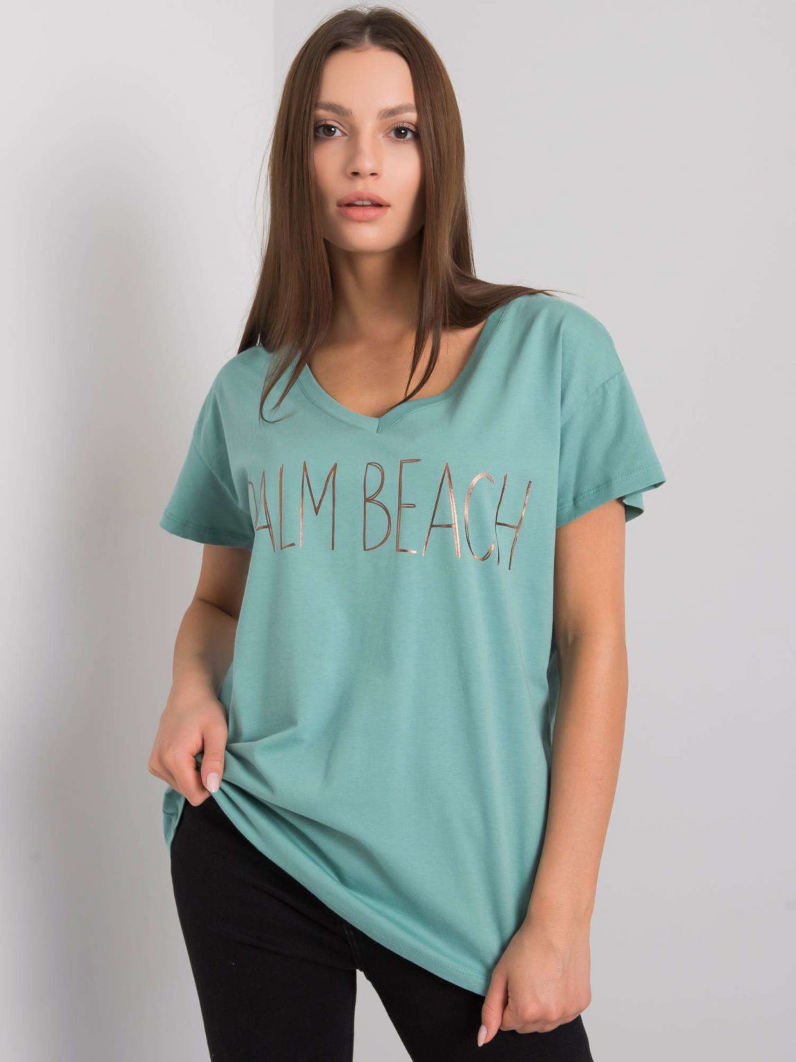 Jasnozielony t-shirt z napisem Denma